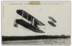Wilbur Wright Postcard Signed From December 1908 During Their Very Successful Exhibition Flights in Europe -- With University Archives COA
